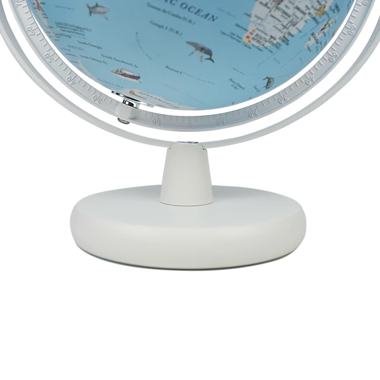 22.8cm (9") Illuminated Full-Swing Cartoon World Globe with Wooden Base & Aluminum Meridian detail view 4