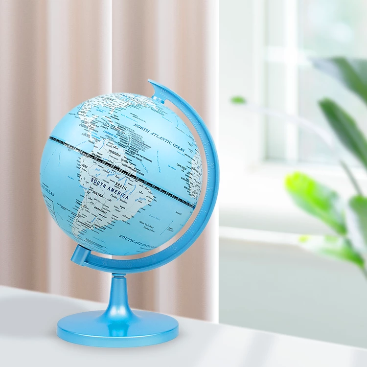 20cm (8") Gmini Illuminated World Globe – Blue Ocean Cartoon Style with Plastic Stand
