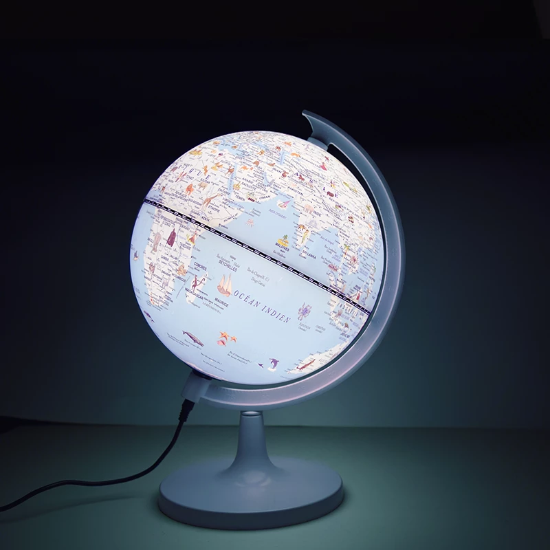 20cm (8") Gmini Illuminated World Globe – Blue Ocean Cartoon Style with Plastic Stand detail view 2