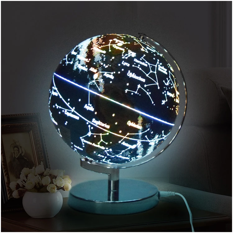 22.8cm (9") 2-in-1 Illuminated Physical & Constellation Globe with Metal Base