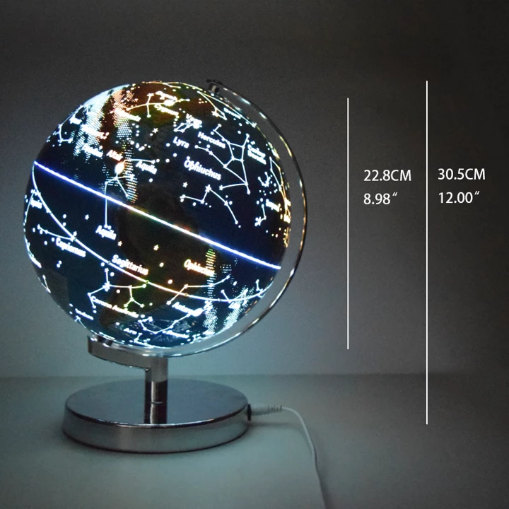 22.8cm (9") 2-in-1 Illuminated Physical & Constellation Globe with Metal Base detail view 1