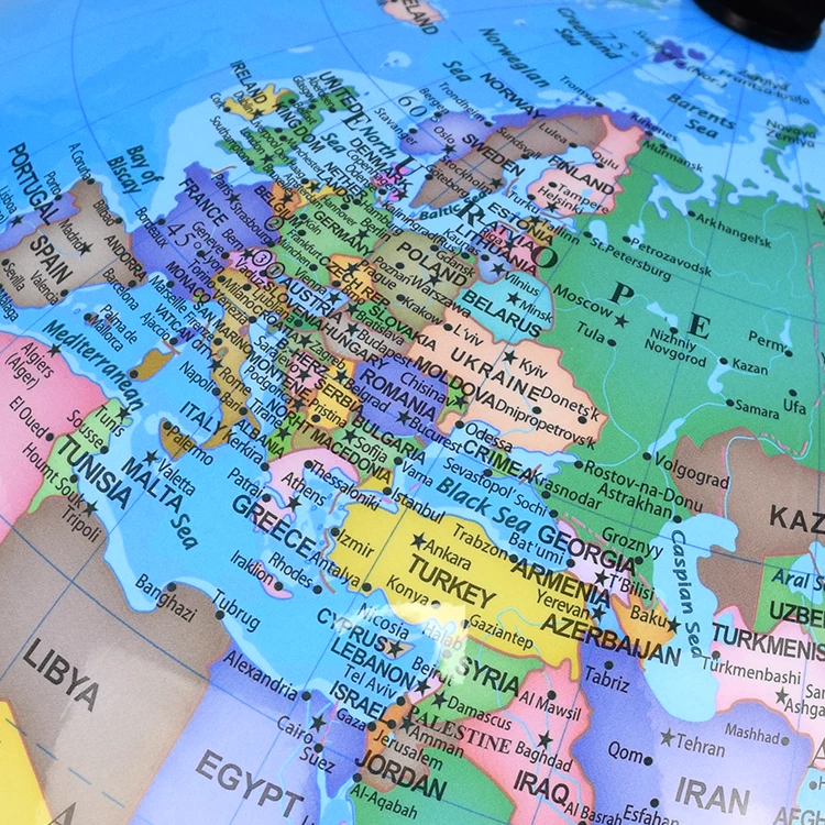 30cm (12") Political World Globe with Detachable Plastic Base & Meridian detail view 4