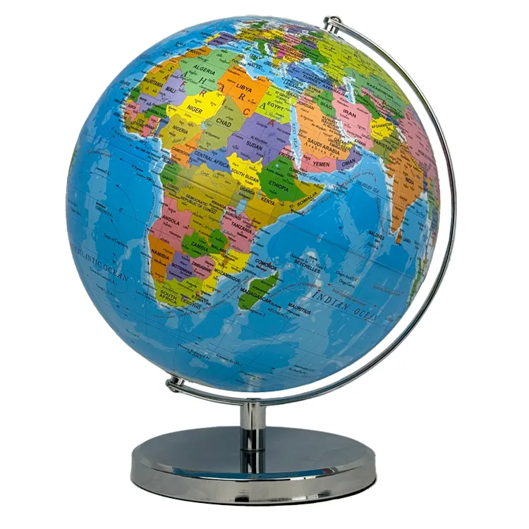 30cm (12") Political World Globe with Metal Base & Meridian - World Globe