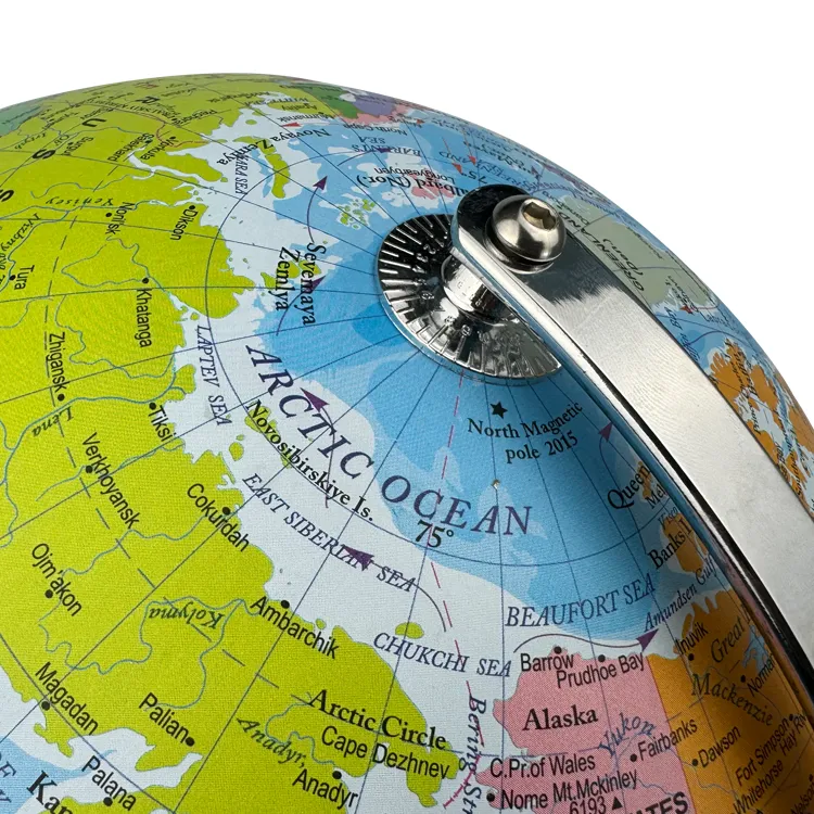 30cm (12") Political World Globe with Metal Base & Meridian detail view 4