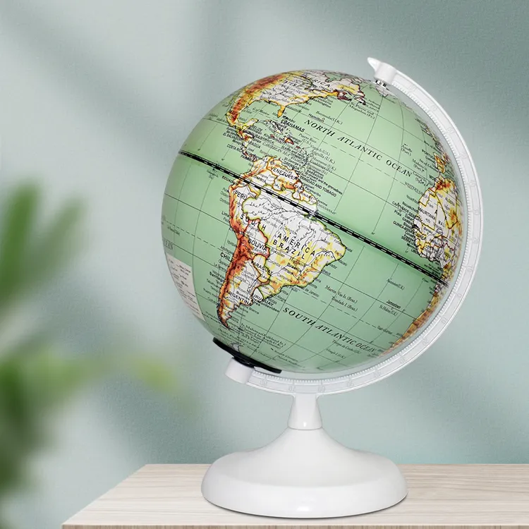 20cm (8") Physical World Globe with Numbered Aluminum Meridian & Metal Base