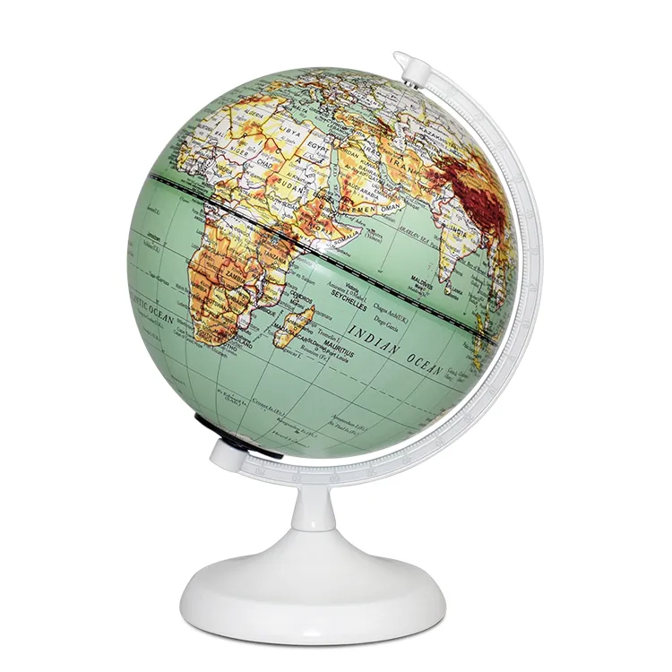 20cm (8") Physical World Globe with Numbered Aluminum Meridian & Metal Base detail view 2
