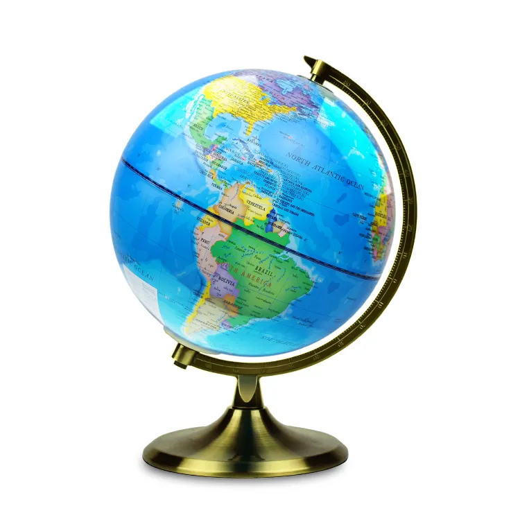 20cm (8") Political World Globe with Metal Meridian & Metal Base detail view 2