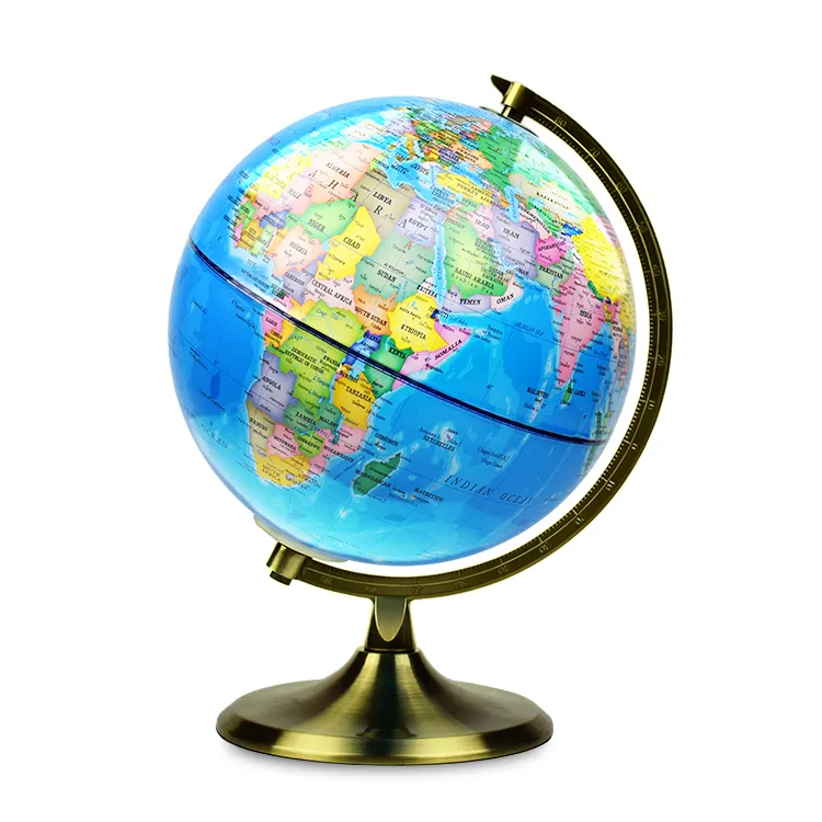 20cm (8") Political World Globe with Metal Meridian & Metal Base detail view 3