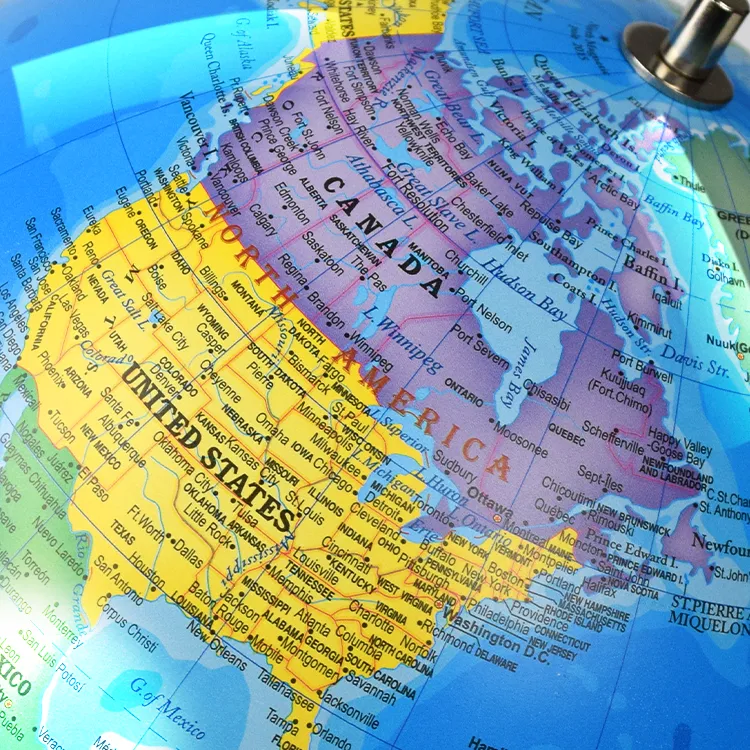 20cm (8") Political World Globe with Metal Meridian & Metal Base detail view 4