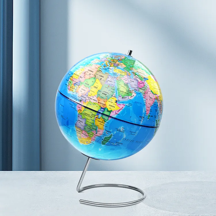 22.8cm (9") Political World Globe with Stainless Steel Inclination Mount