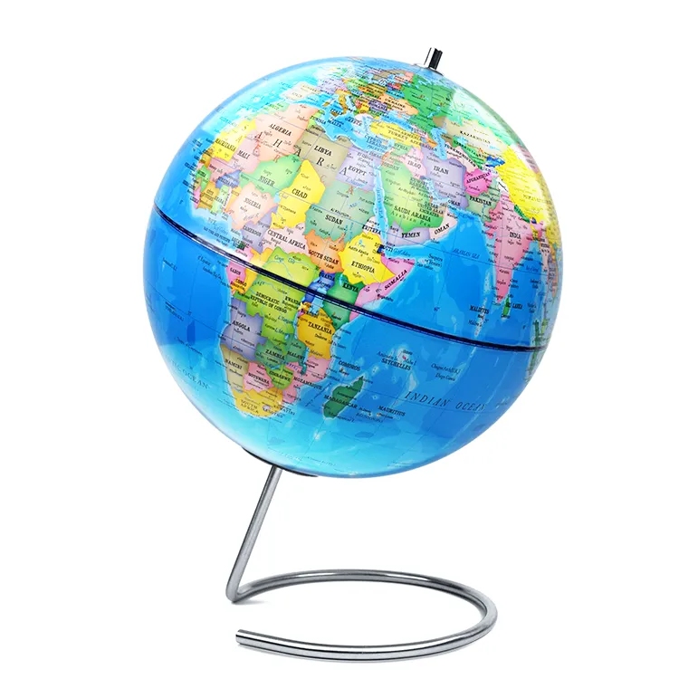 22.8cm (9") Political World Globe with Stainless Steel Inclination Mount detail view 2