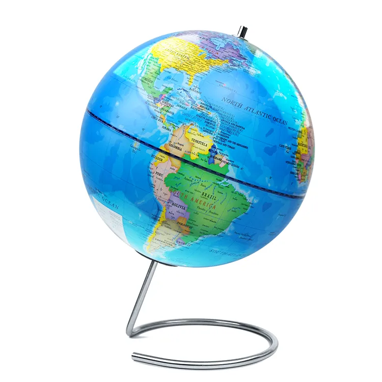 22.8cm (9") Political World Globe with Stainless Steel Inclination Mount detail view 3