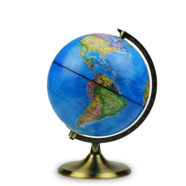 20cm (8") Illuminated Political & Constellation Globe with Bronze Metal Base detail view 2