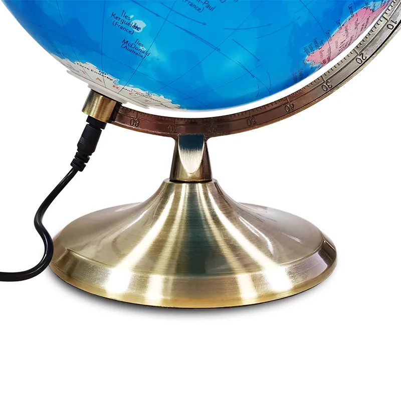 20cm (8") Illuminated Political & Constellation Globe with Bronze Metal Base detail view 3