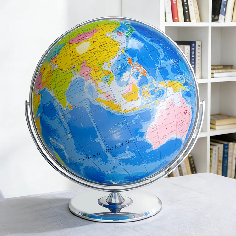 50cm (19") Large-Format Political World Globe with Metal Base & Meridian