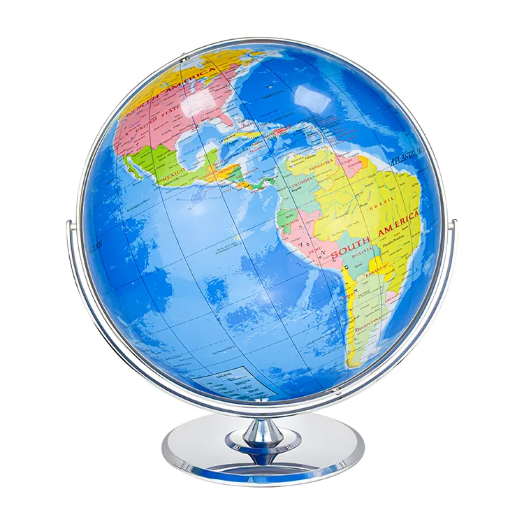 50cm (19") Large-Format Political World Globe with Metal Base & Meridian detail view 2