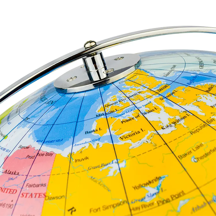 50cm (19") Large-Format Political World Globe with Metal Base & Meridian detail view 3