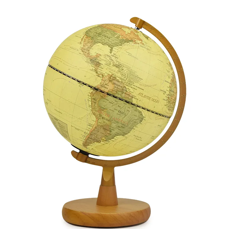 20CM Antique Desktop Globe (Model: Solid Wood/Alloy Series) detail view 2