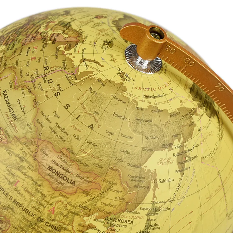 20CM Antique Desktop Globe (Model: Solid Wood/Alloy Series) detail view 4