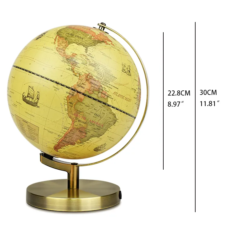22.8CM All-Metal Desktop Globe (Model: Antique Series) detail view 1