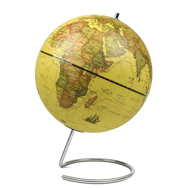 22.8CM Vintage Globe with Stainless Steel Inclination Stand - World Globe