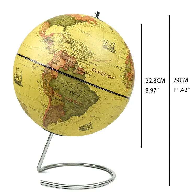 22.8CM Vintage Globe with Stainless Steel Inclination Stand detail view 1