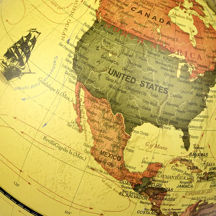 22.8CM Vintage Globe with Stainless Steel Inclination Stand detail view 3