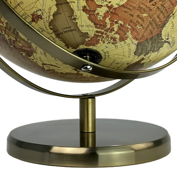 30cm (12") Antique World Globe with Full-Swing Bronze Metal Meridian & Base detail view 4