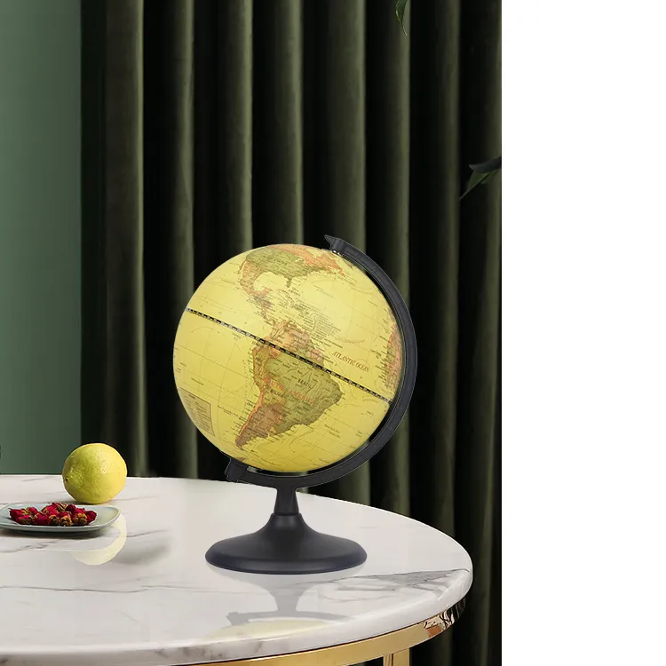 20cm (8") Antique World Globe with Numbered Metal Meridian & Metal Base