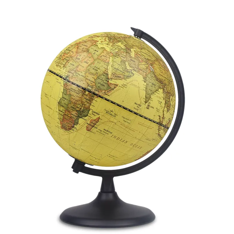20cm (8") Antique World Globe with Numbered Metal Meridian & Metal Base detail view 2