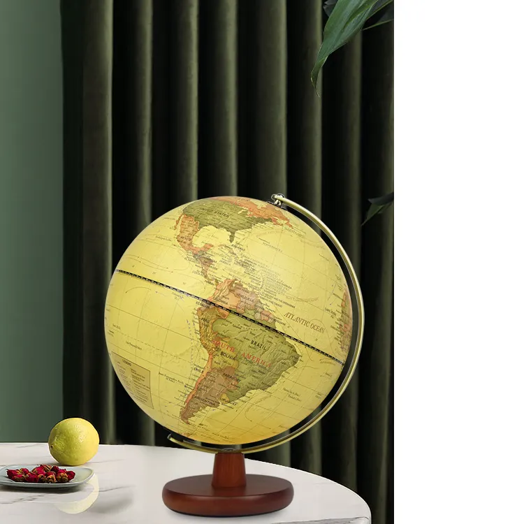30cm (12") Antique World Globe with Metal Meridian & Walnut Solid Wood Base detail view 2