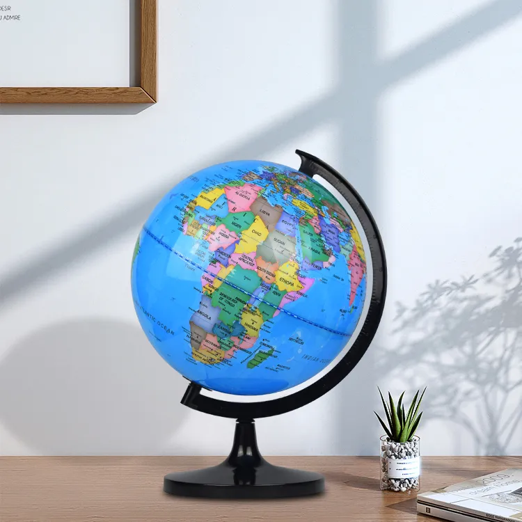20cm (8") Political World Globe with Detachable Plastic Base & Meridian - World Globe
